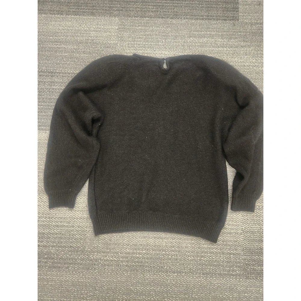 Vtg 80s Work in Progress Silk Angora Sweater Black Knit Sequin Gladys Bagley Lg.